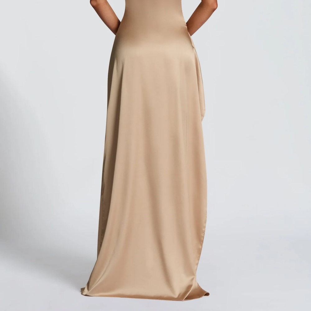 Satin Maxi Dress in Nude